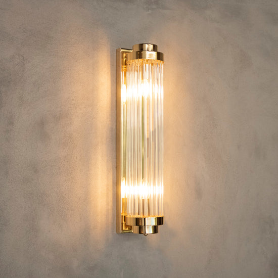 Sümela Brushed Brass Glass Wall Sconce 60 Cm