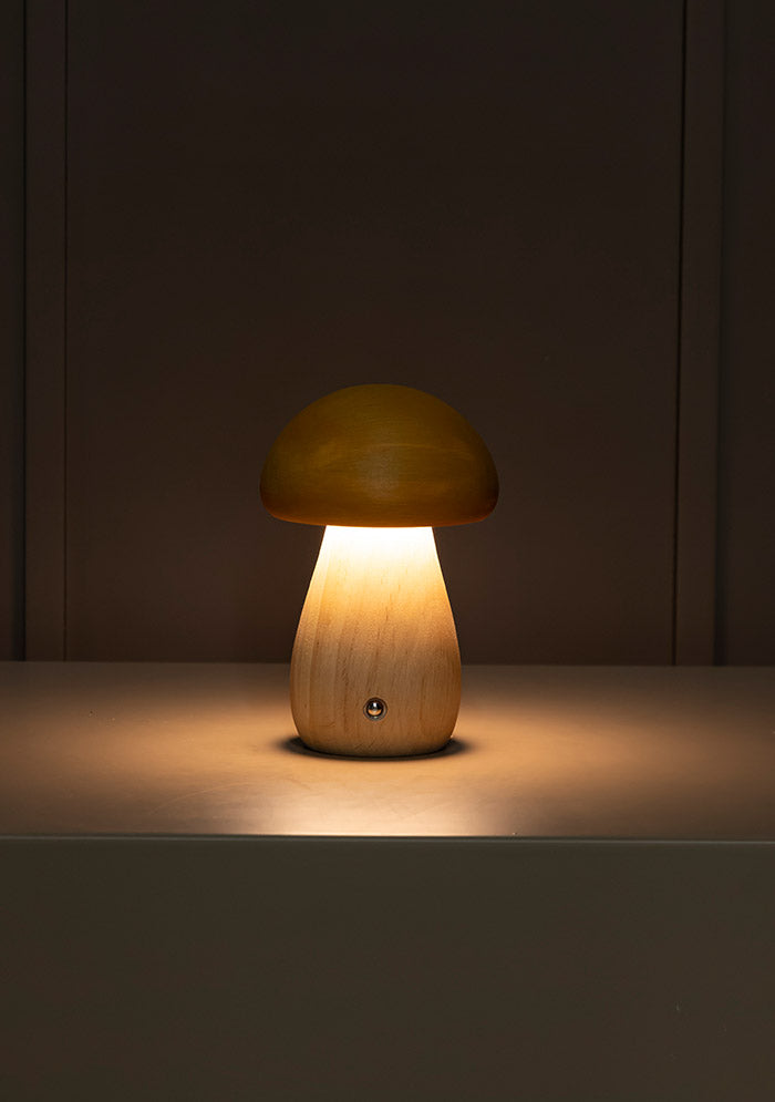Shaggy Yellow Wood Mushroom Table Lamp - Heka Lighting & Trading Limited