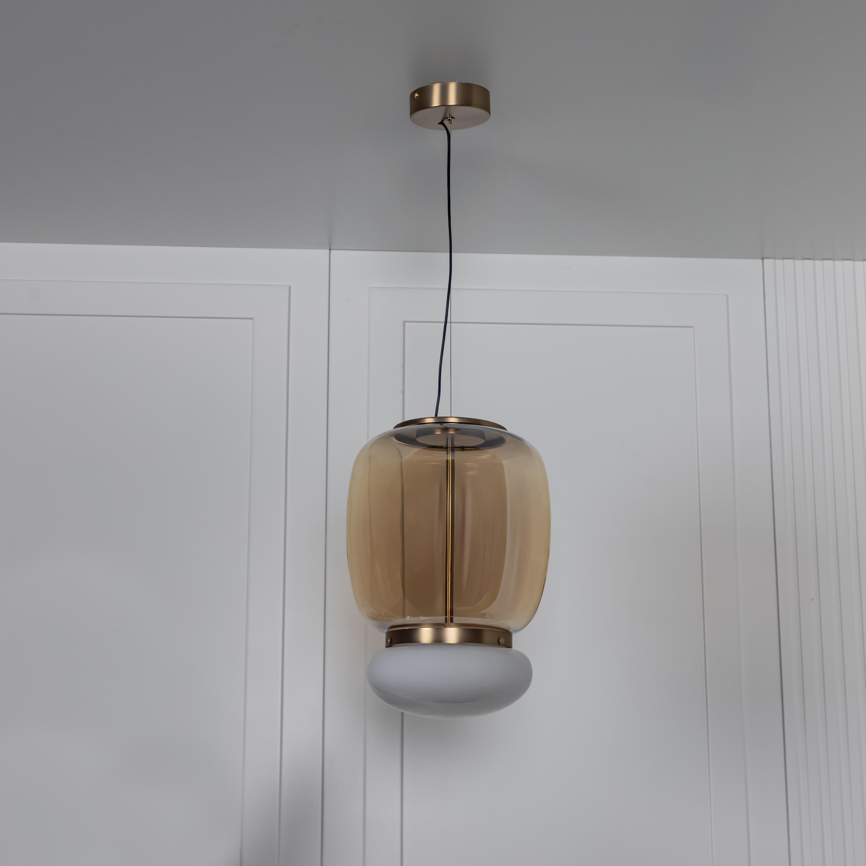 Salvador Honey & White Glass Antique Pendant Light 40 Cm - Heka Lighting & Trading Limited