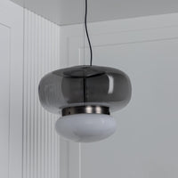 Salvador Smoked & White Glass Antique Pendant Light 27 Cm - Heka Lighting & Trading Limited