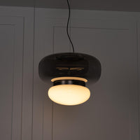 Salvador Smoked & White Glass Antique Pendant Light 27 Cm - Heka Lighting & Trading Limited