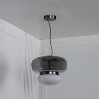 Salvador Smoked & White Glass Antique Pendant Light 27 Cm - Heka Lighting & Trading Limited