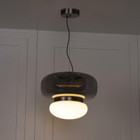 Salvador Smoked & White Glass Antique Pendant Light 27 Cm - Heka Lighting & Trading Limited