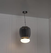 Salvador Smoked & White Glass Antique Pendant Light 40 Cm - Heka Lighting & Trading Limited