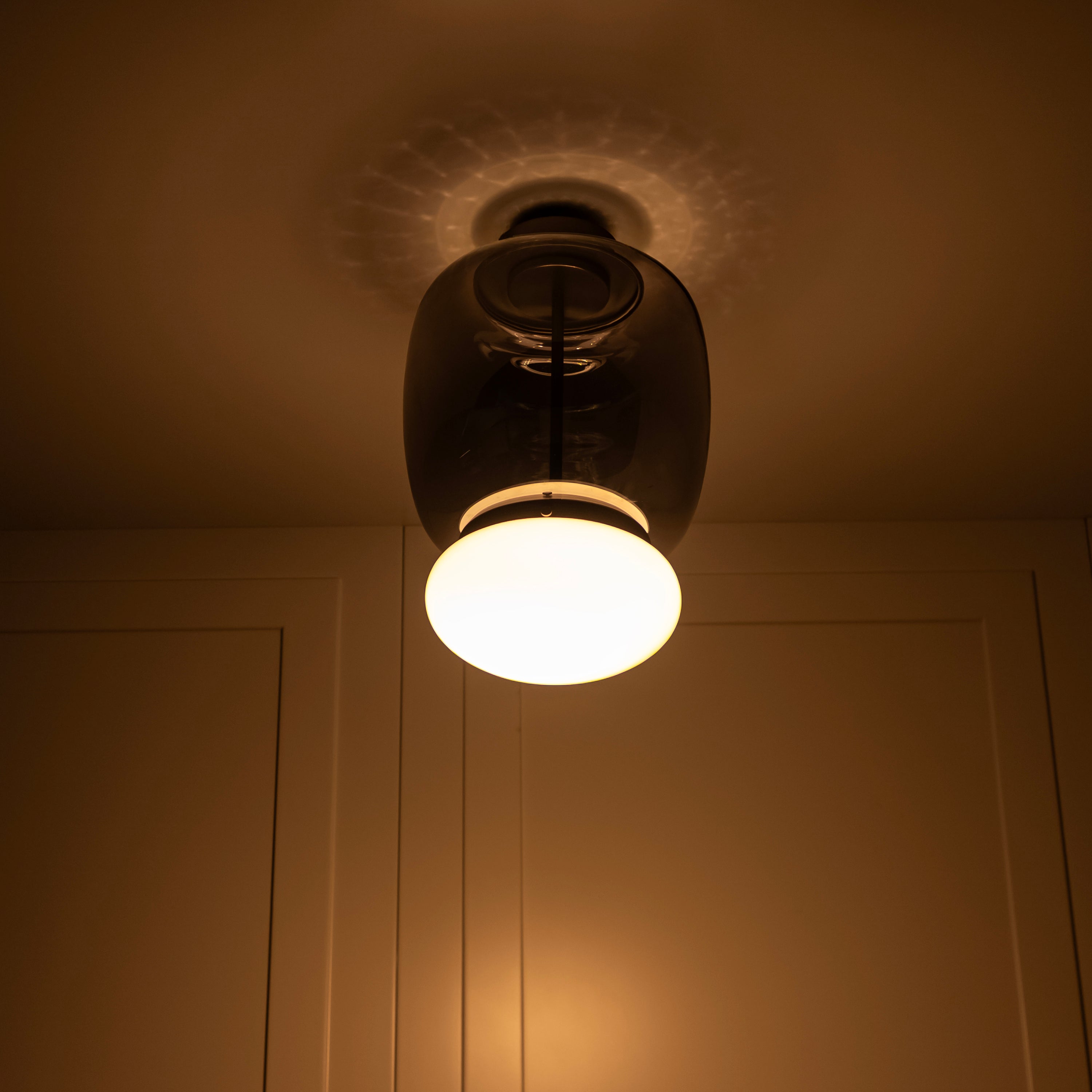 Salvador Smoked & White Glass Platinum Plafonier 40Cm - Heka Lighting & Trading Limited