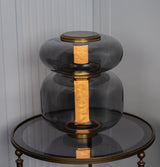 Seul Double Smoked Glass White Marble Antique Table Lamp