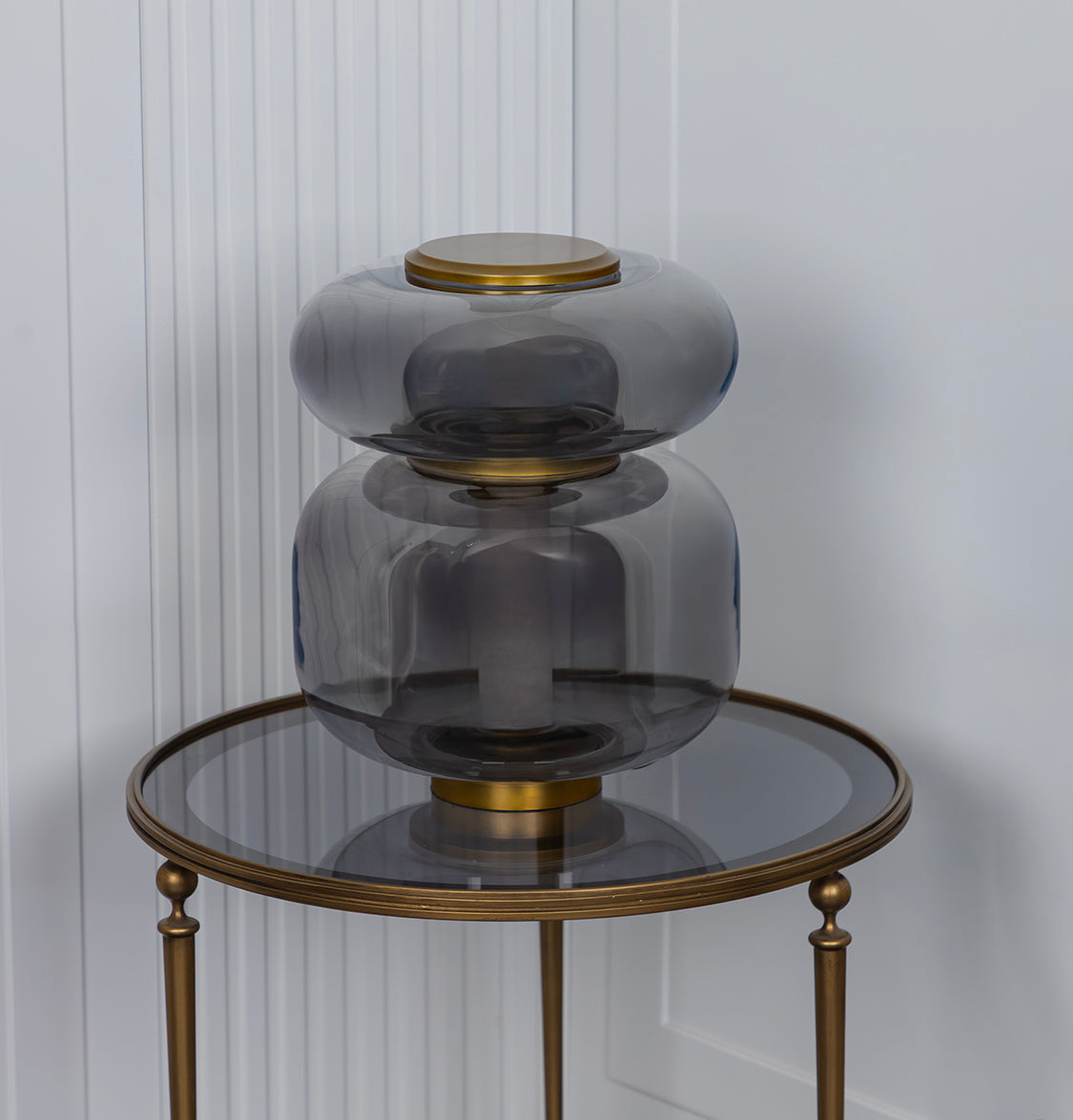 Seul Double Smoked Glass White Marble Antique Table Lamp - Heka Lighting & Trading Limited