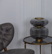 Seul Double Smoked Glass White Marble Antique Table Lamp - Heka Lighting & Trading Limited