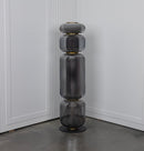 Seul Four Smoked Glass Brushed Brass Marble Floor Lamp - Heka Lighting & Trading Limited