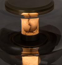 Seul Four Smoked Glass Brushed Brass Marble Floor Lamp - Heka Lighting & Trading Limited