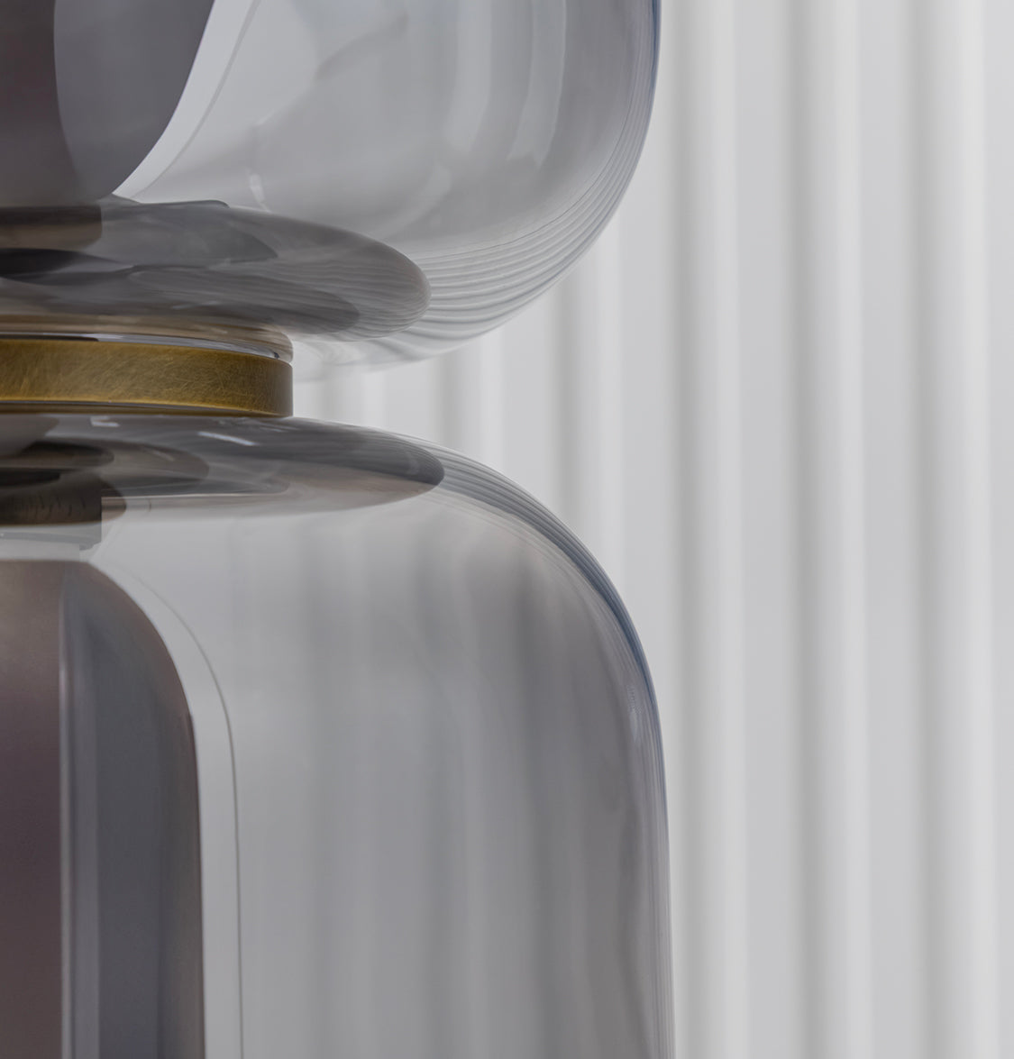 Seul Four Smoked Glass Brushed Brass Marble Floor Lamp - Heka Lighting & Trading Limited