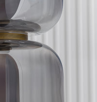 Seul Four Smoked Glass Brushed Brass Marble Floor Lamp - Heka Lighting & Trading Limited