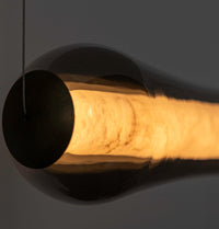 Seul Smoked Glass White Marble Antique Horizontal Pendant Light Chandelier - Heka Lighting & Trading Limited