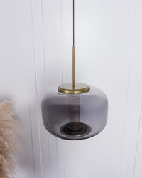 Seul Smoked Glass White Marble Antique Pendant Light 23 Cm - Heka Lighting & Trading Limited