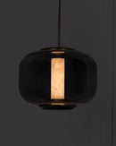 Seul Smoked Glass White Marble Antique Pendant Light 23 Cm - Heka Lighting & Trading Limited