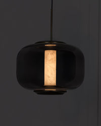 Seul Smoked Glass White Marble Antique Pendant Light 23 Cm - Heka Lighting & Trading Limited