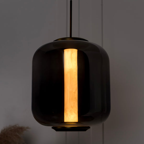 Seul  Smoked Glass White Marble Antique Pendant Light 36 Cm