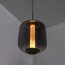 Seul  Smoked Glass White Marble Antique Pendant Light 36 Cm - Heka Lighting & Trading Limited