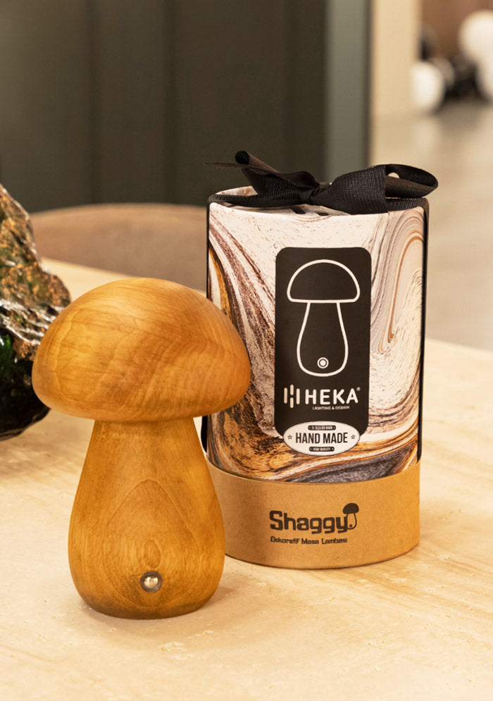 Shaggy Antique Oak Wood Cork Table Lamp - Heka Lighting & Trading Limited