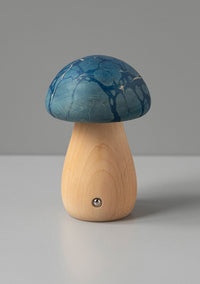 Shaggy Blue Classic Ebru Wood Mushroom Table Lamp - Heka Lighting & Trading Limited
