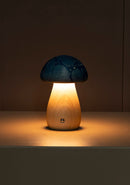 Shaggy Blue Classic Ebru Wood Mushroom Table Lamp - Heka Lighting & Trading Limited