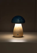 Shaggy Blue Classic Ebru Wood Mushroom Table Lamp - Heka Lighting & Trading Limited