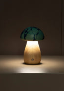 Shaggy Blue Ebru Wood Mushroom Table Lamp - Heka Lighting & Trading Limited
