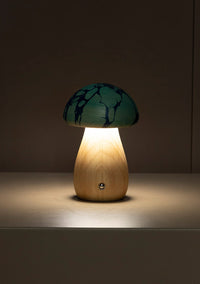 Shaggy Blue Ebru Wood Mushroom Table Lamp - Heka Lighting & Trading Limited