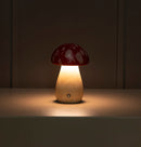 Shaggy Red Ebru Marbling Wood Mushroom Table Lamp - Heka Lighting & Trading Limited