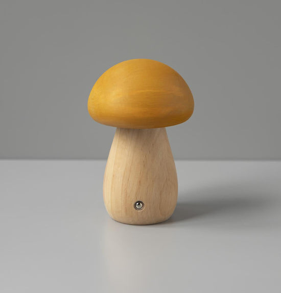 Shaggy Yellow Wood Mushroom Table Lamp