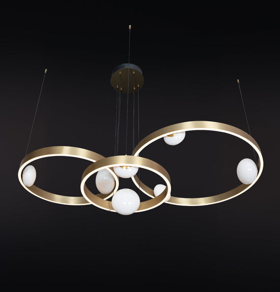 Stockholm Gold Stainless White Acrylic Chandelier 132Cm