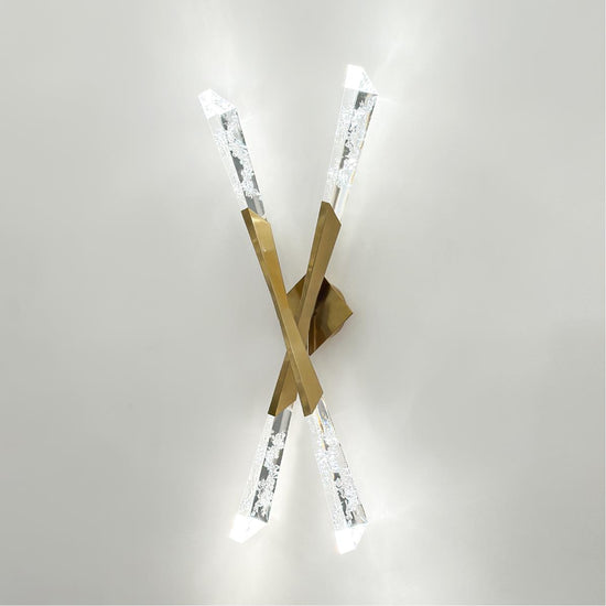 Surinam Crystal Acrylic Brushed Brass Double Led Wall Sconce