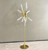 Surinam Crystal Acrylic Brushed Brass Floor Lamp - Heka Lighting & Trading Limited