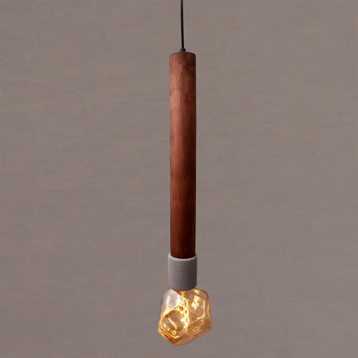 Tochi Big Wooden Concrete E27 Pendant Light - Heka Lighting & Trading Limited