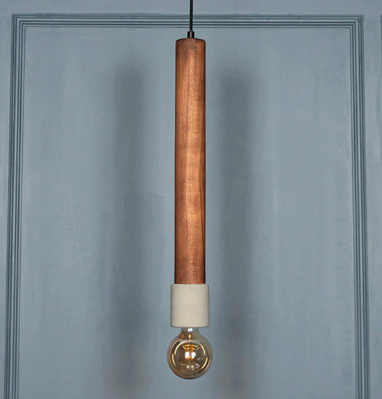 Tochi Big Wooden Concrete E27 Pendant Light