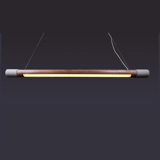 Tochi Linear Wood Concrete Pendant Light 120 Cm