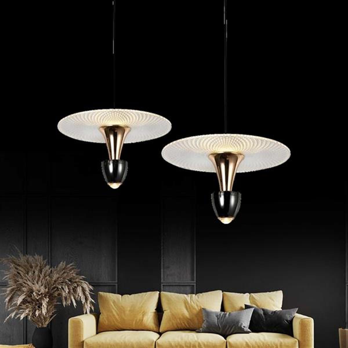 Ulgen Single Platinum Transparent Glass Led Pendant Light Chandelier 30 Cm - Heka Lighting & Trading Limited