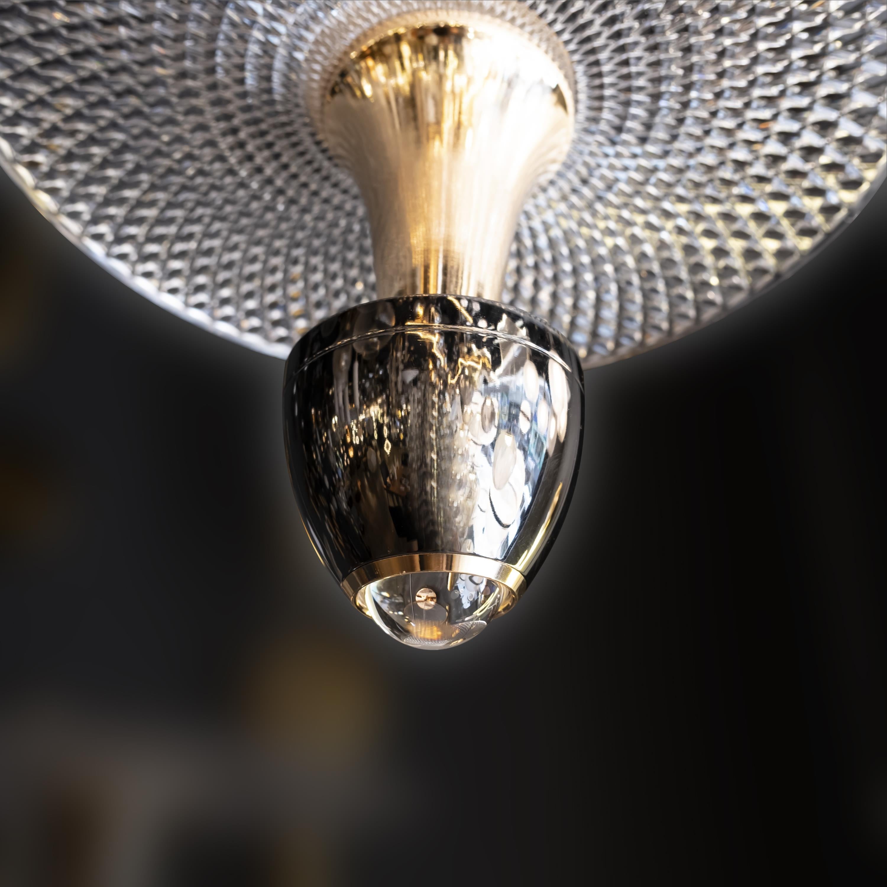 Ulgen Single Platinum Transparent Glass Led Pendant Light Chandelier 35 Cm - Heka Lighting & Trading Limited