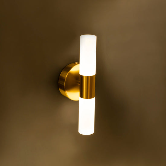 Vesta 2 Piece Glass Brushed Brass Led Wall Sconce