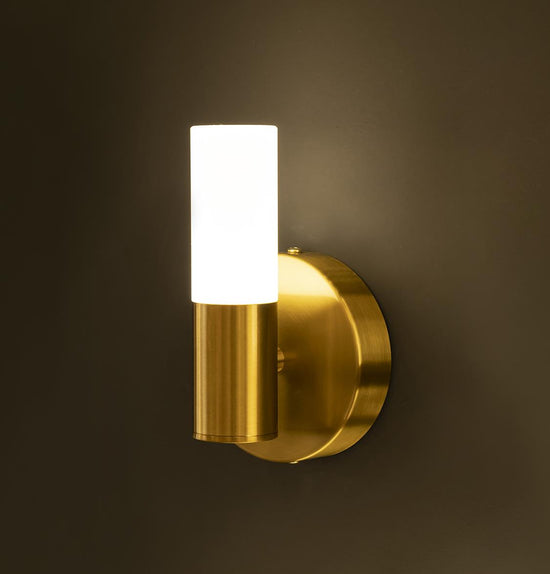 Vesta Single Glass Brushed Brass Led Wall Sconce