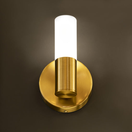 Vesta Single Glass Brushed Brass Led Wall Sconce