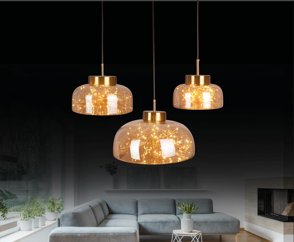 Viyana Dome Honey Antique Glass Pendant Light Chandelier 30 Cm - Heka Lighting & Trading Limited