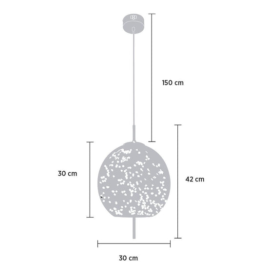 Viyana Smoked Antique Glass Led Pendant Light Chandelier 30 Cm