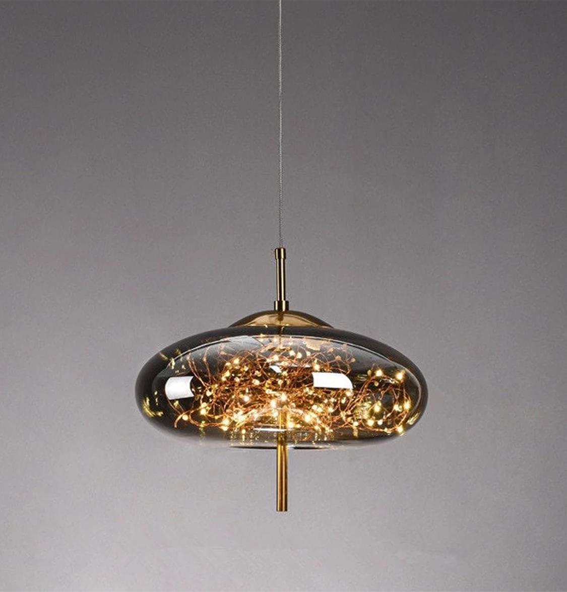 Viyana Smoked Ufo Glass Pendant Light Chandelier 31 Cm - Heka Lighting & Trading Limited