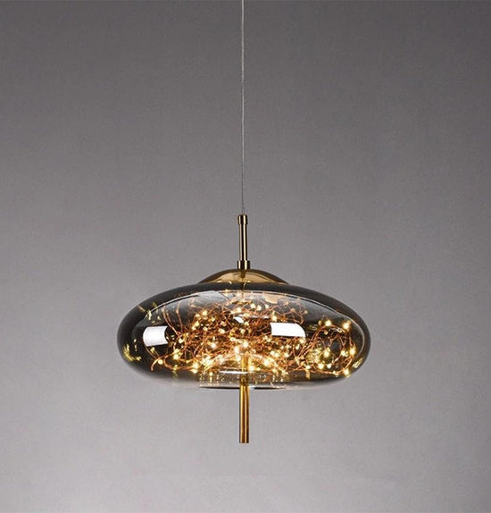 Viyana Smoked Ufo Glass Pendant Light Chandelier 31 Cm