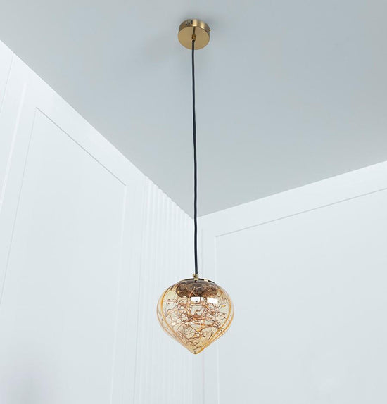 Viyana Teardrop Honey Glass Antique Pendant Light Chandelier 18 Cm