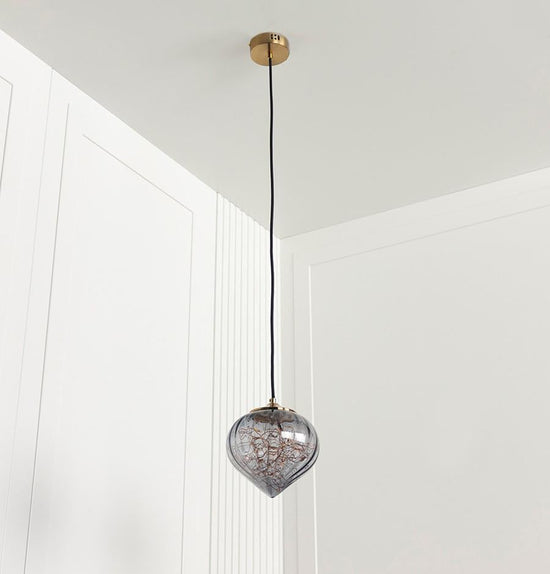 Viyana Teardrop Smoked Glass Antique Pendant Light Chandelier 20 Cm