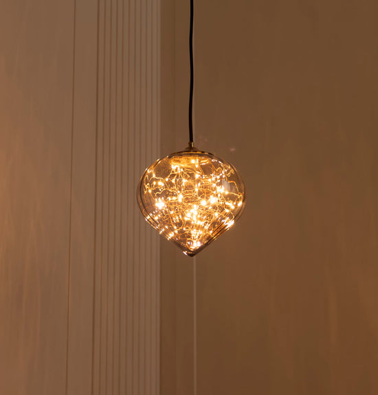 Viyana Teardrop Smoked Glass Antique Pendant Light Chandelier 24 Cm