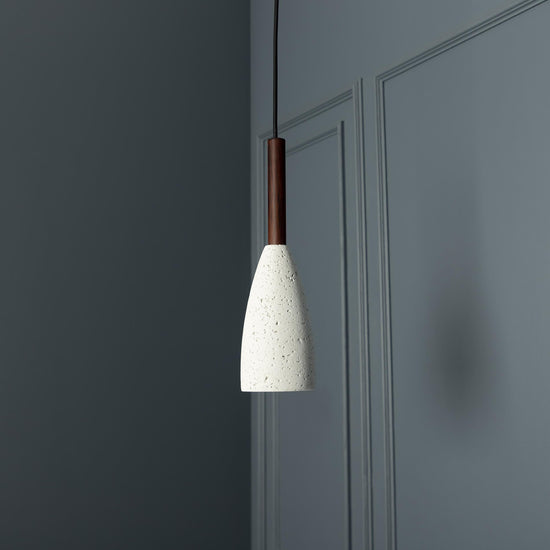 Zada Single White Concrete E27 Pendant Light Chandelier