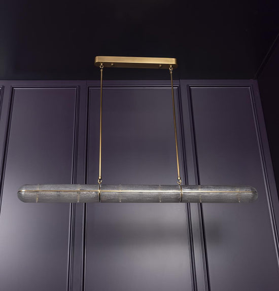 Zambia White Frosted Glass Antique Horizontal Pendant Light 120 Cm